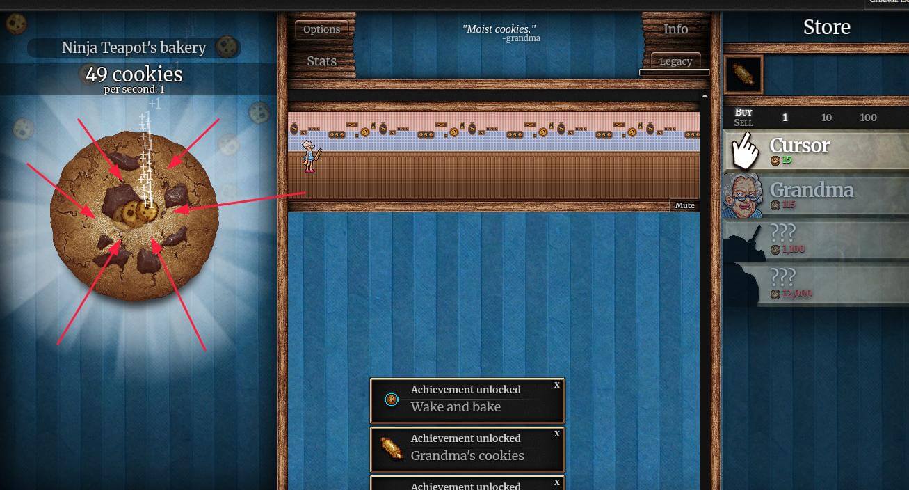 Click the giant cookie to start earning